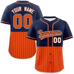 Navy Orange Half Stripe Authentic Baseball Jersey 1
