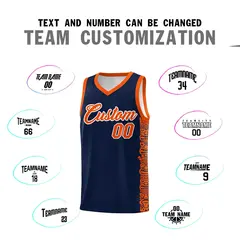 Navy Orange Indians Pattern Basketball Uniform Jersey 4