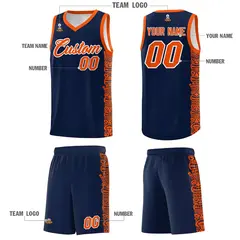 Navy Orange Indians Pattern Basketball Uniform Jersey 5