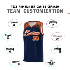 Navy Orange Indians Print Basketball Uniform Jersey 4