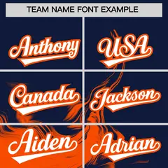 Navy Orange Ink Pattern Authentic Baseball Jersey 3