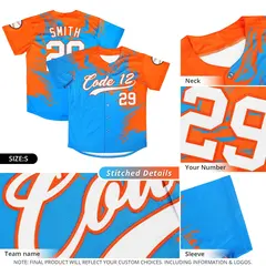 Navy Orange Ink Pattern Authentic Baseball Jersey 5