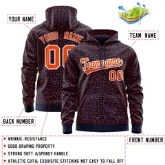 Navy Orange Leopard Print Varsity Letterman Jacket Hoodie 4