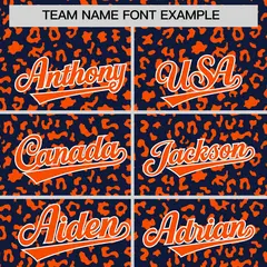 Navy Orange Leopard Print Varsity Letterman Jacket Hoodie 5