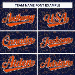 Navy Orange Line Art Graffiti Authentic Baseball Jersey 3