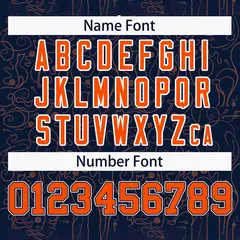 Navy Orange Line Art Graffiti Authentic Baseball Jersey 4