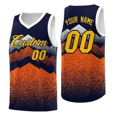 Navy Orange Mountain Fade Gradient Fashion Basketball Jersey 1