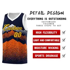 Navy Orange Mountain Fade Gradient Fashion Basketball Jersey 2
