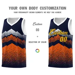 Navy Orange Mountain Fade Gradient Fashion Basketball Jersey 3