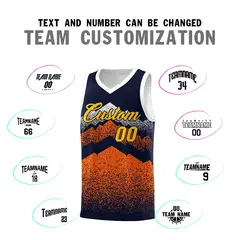 Navy Orange Mountain Fade Gradient Fashion Basketball Jersey 4
