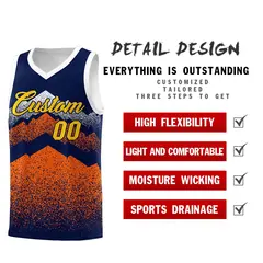Navy Orange Mountain Fade Gradient Fashion Basketball Jersey 2