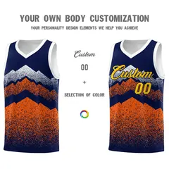 Navy Orange Mountain Fade Gradient Fashion Basketball Jersey 3