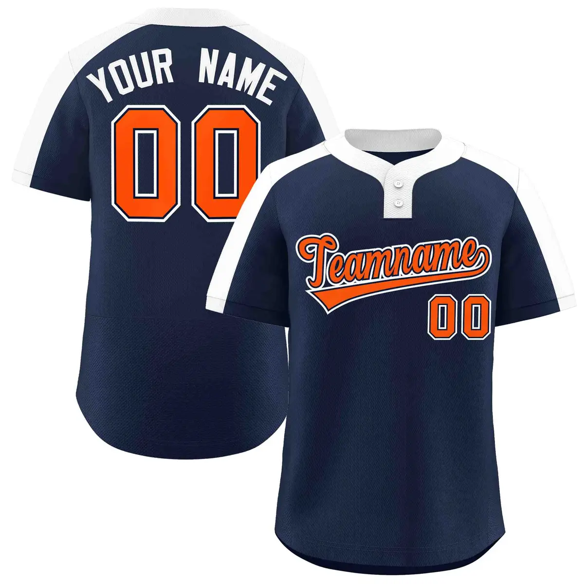 Navy Orange-Navy Classic Style Two-Button Softball Jersey