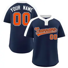 Navy Orange-Navy Classic Style Two-Button Softball Jersey