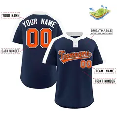 Navy Orange-Navy Classic Style Two-Button Softball Jersey 2