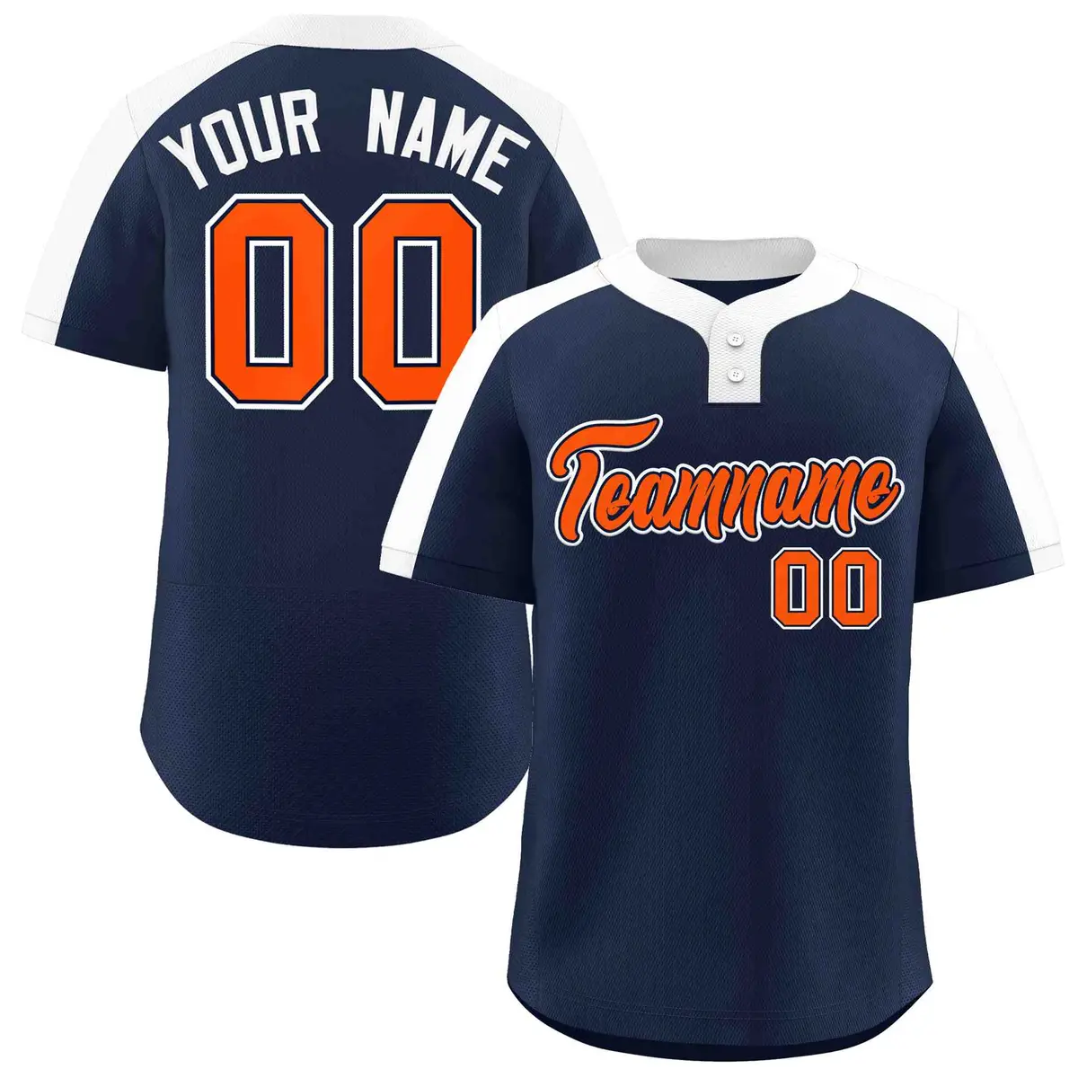 Navy Orange-Navy Classic Style Two-Button Softball Jersey