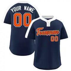 Navy Orange-Navy Classic Style Two-Button Softball Jersey
