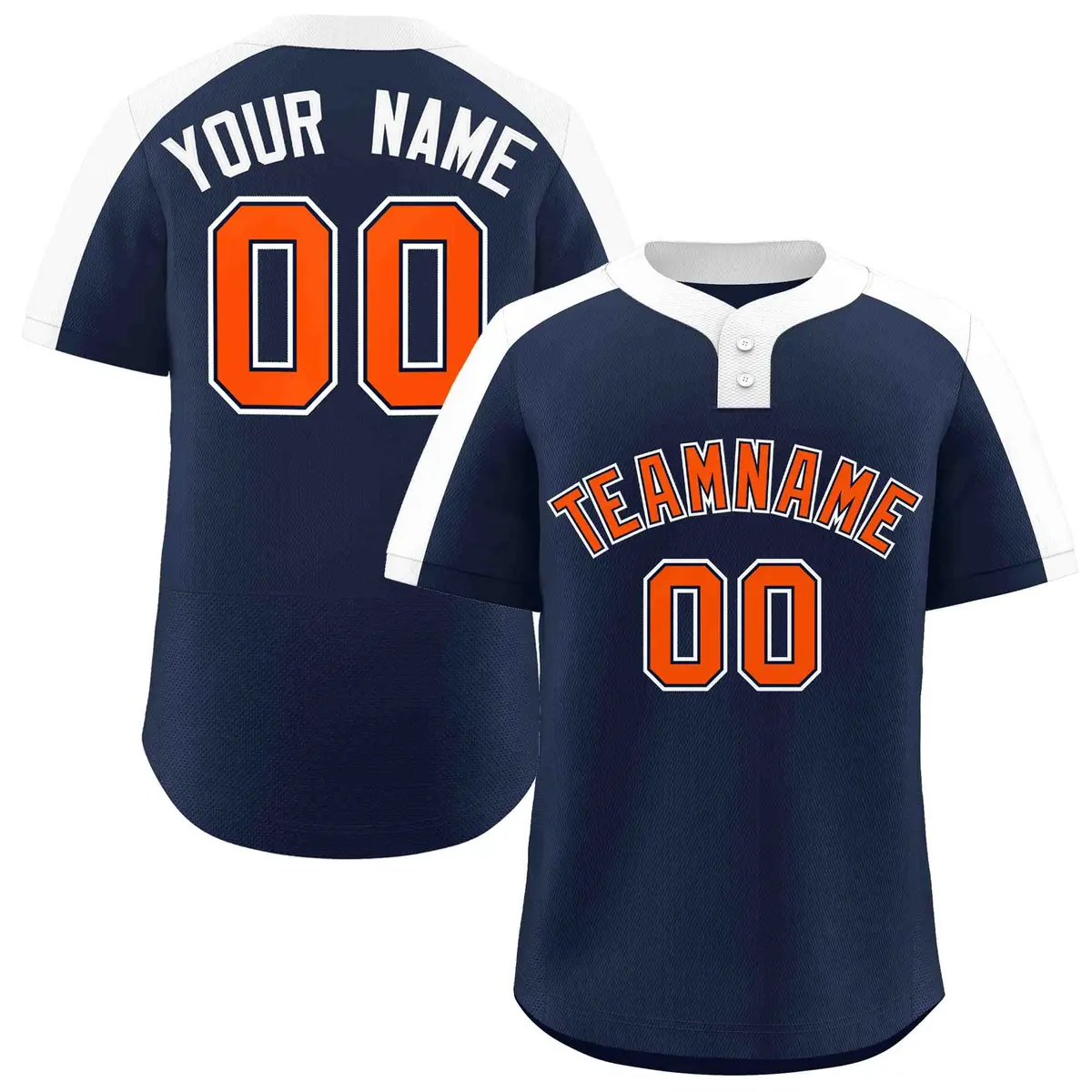 Navy Orange-Navy Classic Style Two-Button Softball Jersey