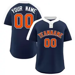 Navy Orange-Navy Classic Style Two-Button Softball Jersey