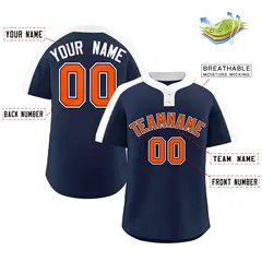 Navy Orange-Navy Classic Style Two-Button Softball Jersey 2