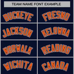 Navy Orange-Navy Full-Snap Varsity Letterman Jacket 5