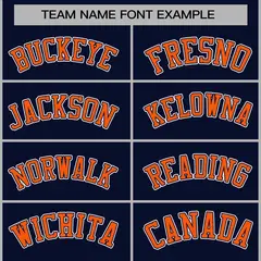 Navy Orange-Navy Full-Snap Varsity Letterman Jacket 5