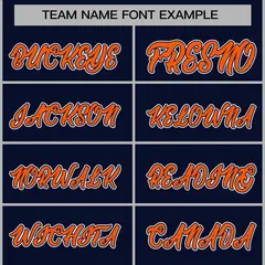 Navy Orange-Navy Full-Snap Varsity Letterman Jacket 5