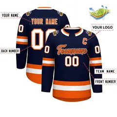 Navy Orange Navy-White Classic Style Hockey Jersey 2