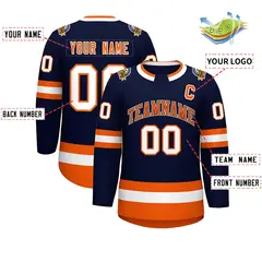 Navy Orange Navy-White Classic Style Hockey Jersey 2