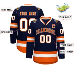 Navy Orange Navy-White Classic Style Hockey Jersey 2