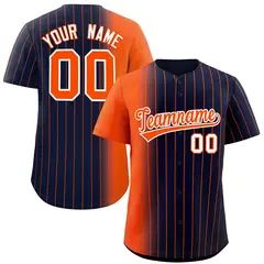 Navy Orange Pinstripe Gradient Baseball Jersey 1