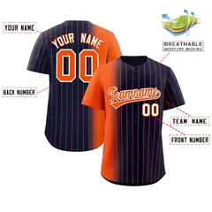Navy Orange Pinstripe Gradient Baseball Jersey 2