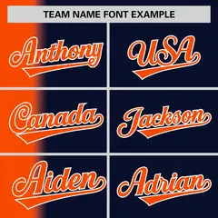 Navy Orange Pinstripe Gradient Baseball Jersey 3