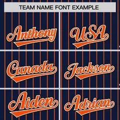 Navy Orange Pinstripe Raglan Varsity Letterman Baseball Jacket 3