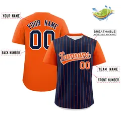 Navy Orange Pinstripe Two-Tone Authentic Baseball Jersey 2