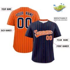 Navy Orange Pinstripe Two-Tone Authentic Baseball Jersey 2