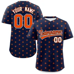 Navy Orange Polka Dot Graffiti Authentic Baseball Jersey 1