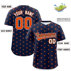 Navy Orange Polka Dot Graffiti Authentic Baseball Jersey 2