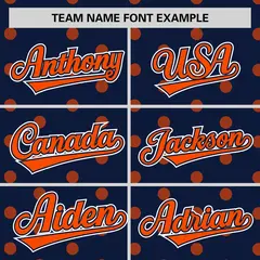 Navy Orange Polka Dot Graffiti Authentic Baseball Jersey 3