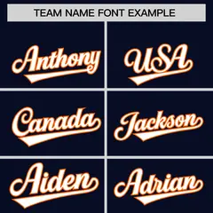 Navy Orange Raglan Lace-Up Neck Hockey Hoodie Jersey 3