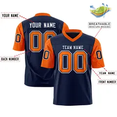 Navy Orange Raglan Sleeves Authentic Football Jersey 2