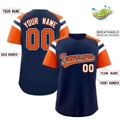 Navy Orange Raglan Sleeves Contrast Baseball Jersey 2