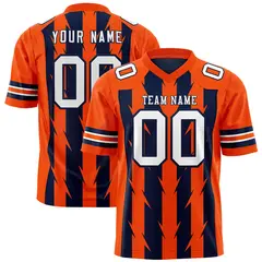 Navy Orange Razr Stripe Graffiti Pattern Flag Football Jersey 1