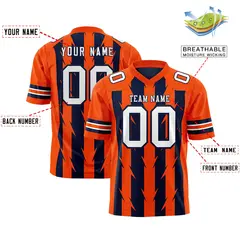 Navy Orange Razr Stripe Graffiti Pattern Flag Football Jersey 2