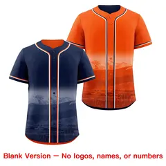 Navy Orange Reversible City Skyline Graffiti Baseball Jersey 8