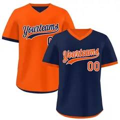 Navy Orange Reversible Pullover Baseball Jersey
