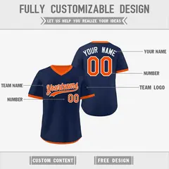 Navy Orange Reversible Pullover Baseball Jersey 3