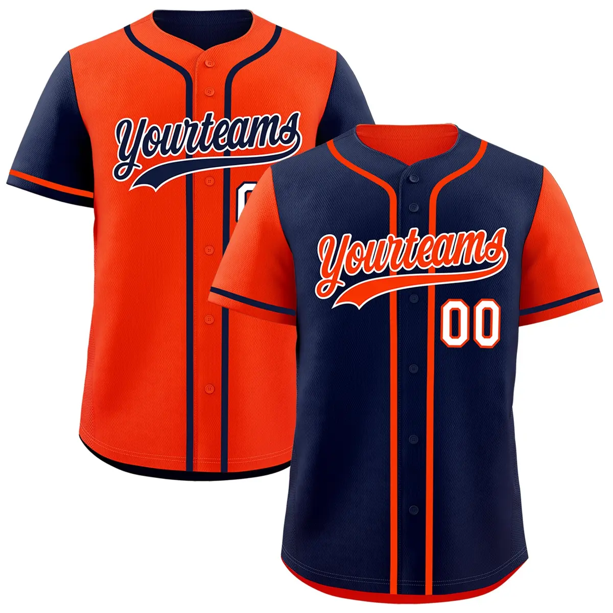 Navy Orange Reversible Raglan Baseball Jersey