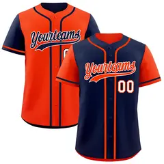 Navy Orange Reversible Raglan Baseball Jersey 1