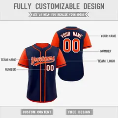 Navy Orange Reversible Raglan Baseball Jersey 3